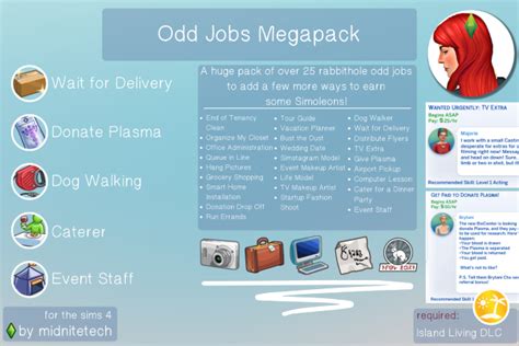 sims 4 odd jobs|⚙️Odd Jobs Megapack⚙️ – @midnitetech on Tumblr.